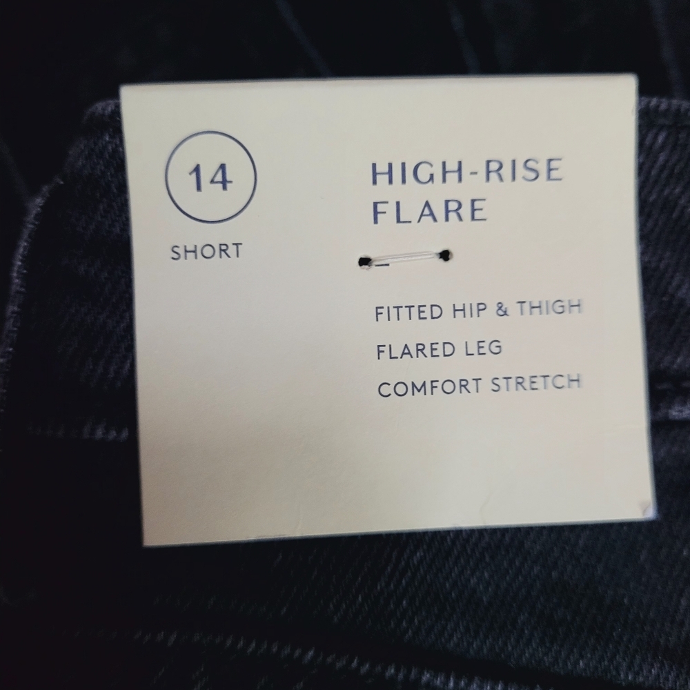Universal Thread Black High Rise Stretch Wide Leg Flare Jeans Size 14 Short - Picture 5 of 6